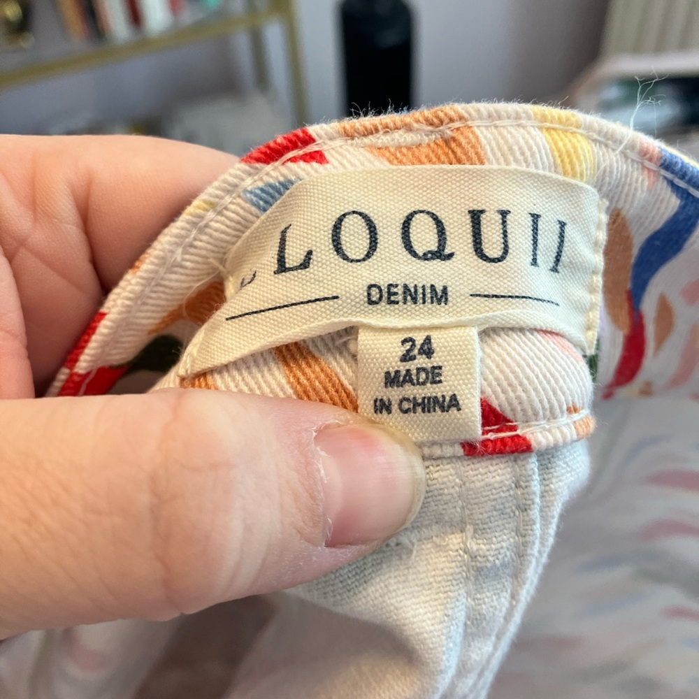 Eloquii Multi-Colored Patterned Denim Shorts - image 5